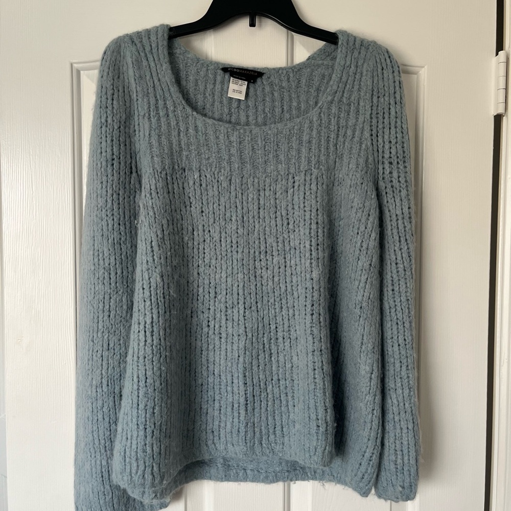 BCBGMaxAzria Soft Blue Scoop Neck Sweater